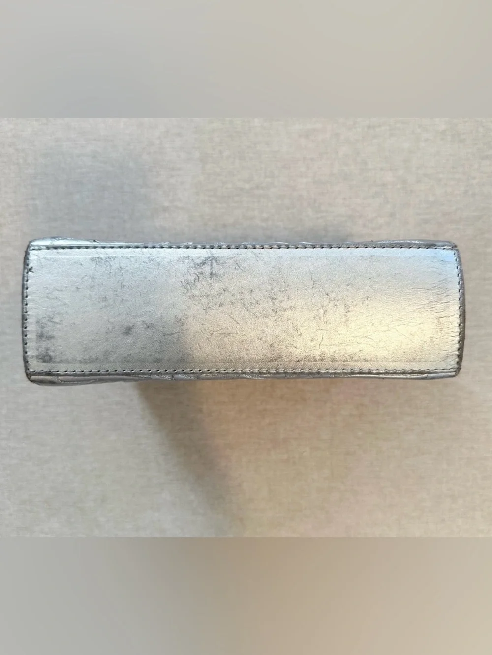 Carolina Crowley Chiseled Tooled Leather Silver Clutch Purse